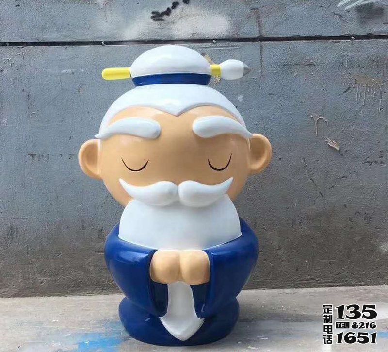 商業(yè)街擺放玻璃鋼卡通老人公仔雕塑 商業(yè)街擺放玻璃鋼卡通老人公仔雕塑