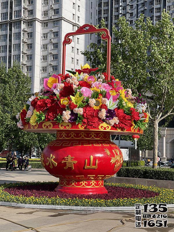 景區(qū)廣場(chǎng)大型景觀裝飾品玻璃鋼彩繪國(guó)慶大花籃雕塑 景區(qū)廣場(chǎng)大型景觀裝飾品玻璃鋼彩繪國(guó)慶大花籃雕塑