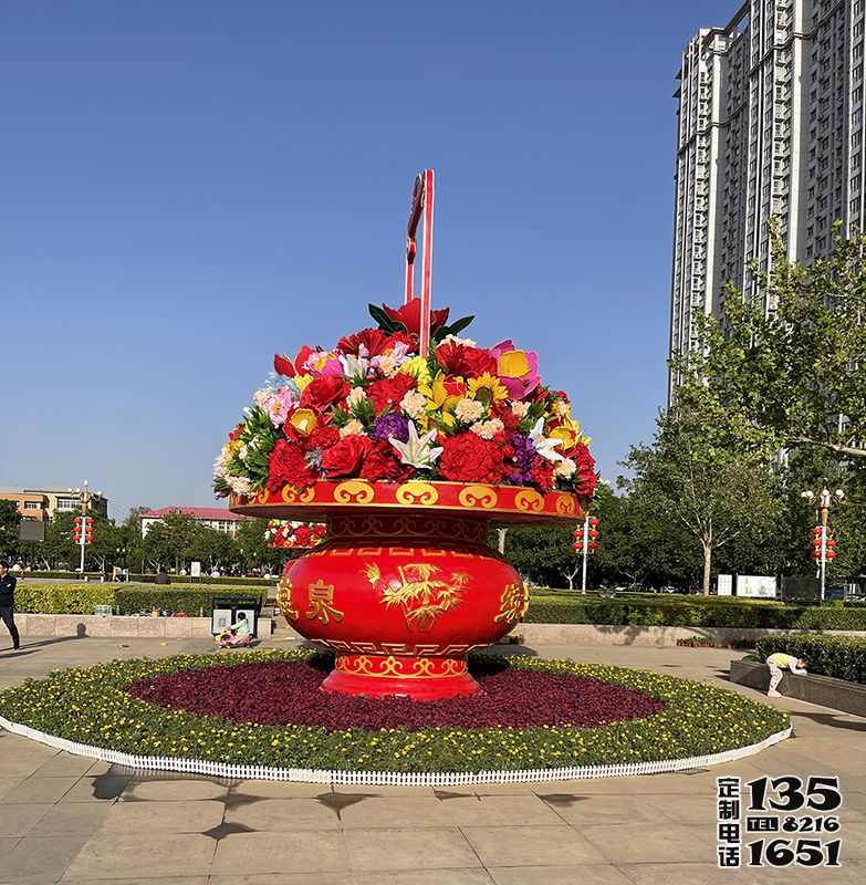 天安門(mén)廣場(chǎng)門(mén)口玻璃鋼彩繪大花籃雕塑 天安門(mén)廣場(chǎng)門(mén)口玻璃鋼彩繪大花籃雕塑