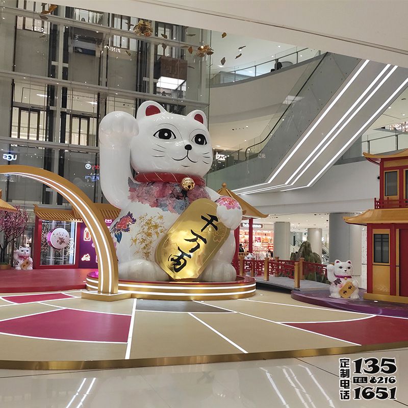 大型商場(chǎng)擺放玻璃鋼卡通招財(cái)貓雕塑 大型商場(chǎng)擺放玻璃鋼卡通招財(cái)貓雕塑