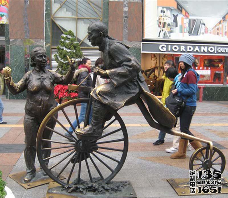 古代人物戶外廣場(chǎng)創(chuàng)意景觀玻璃鋼仿銅騎車雕塑 古代人物戶外廣場(chǎng)創(chuàng)意景觀玻璃鋼仿銅騎車雕塑