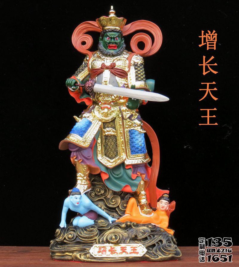 寺廟供奉玻璃鋼彩繪增長(zhǎng)天王雕塑 寺廟供奉玻璃鋼彩繪增長(zhǎng)天王雕塑